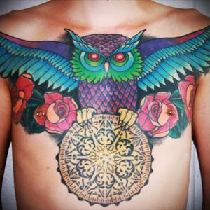 Done by #KeeganSweeney Amazing #colourtattoo #owl