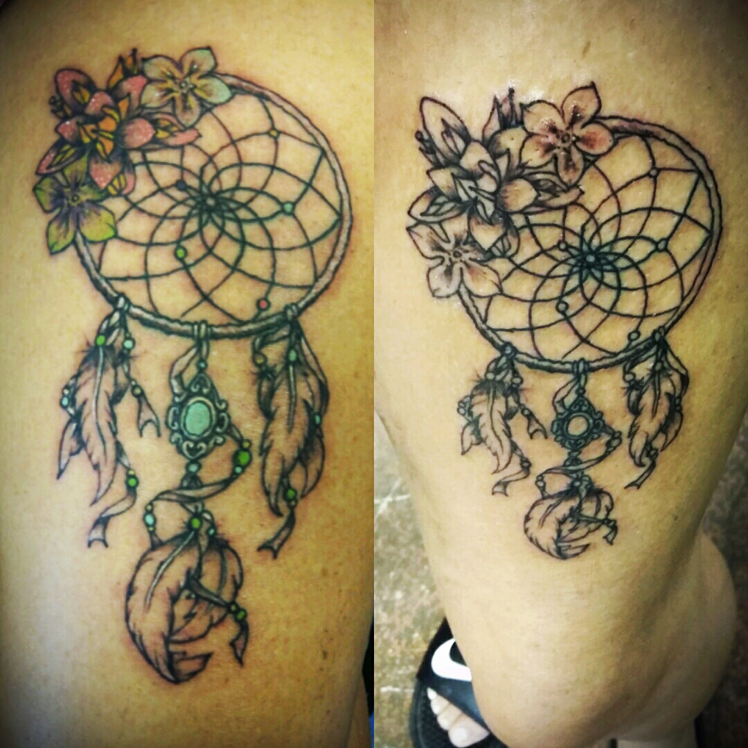 Dreamcatcher Tattoos On Front Thigh