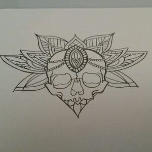 Lotus skull tattoo design #tattoodesign #art #lotus #skull