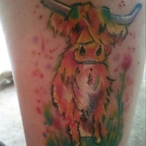 My 3rd tattoo but my first colour one. I call her Molly Moo.