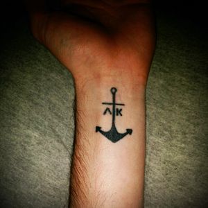 Anchor tattoo on my wrist #anchor #wrist #wristtatoo #black #simple #initials