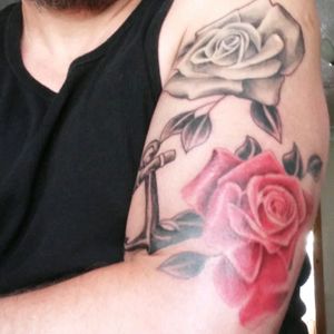 Roses and Anchor by Mario of Idol Saints Tattoo Crawley West Sussex UK