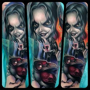 A sick #TheCrow tattoo by #KellyDoty  #EricDraven #InkMaster