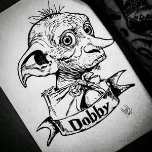 Harry Potter drawing i did Dobby!🙆 #fineline #draw #drawing #harrypotter #blackandgrey #original #detail #elf