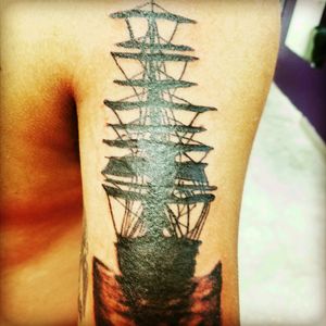 This is a clipper ship I did the other night on a marine. Made his night.
