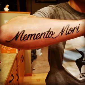My second tattoo. "Memento Mori/Remember Death"