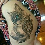 #blackandgrey #tattoo #tattoos #tattooed #cat #cattattoo #catlover #animal #art #ink #dreamcatcher #feather #snowflake #snow