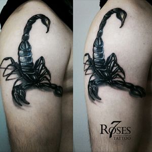 Scorpio tattoo on shoulder #tattoo3d #scorpio #3D  by @7rosestattoo