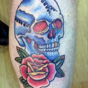 Traditional skull and rose.