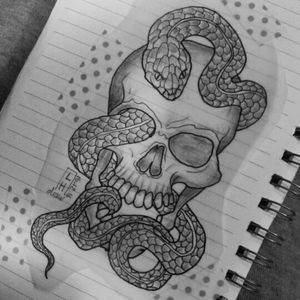 Tattoo idea - skull w/ snake Sketch by me ( available )#tattoo #tattooidea #tattooaddict #skull #skulltatoo #skullhead #skullheadtattoo #skullandsnake #skullwithsnake #skullwithsnaketattoo #bnw #myart #mytattooidea