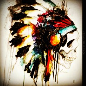 Native American head dress in water color's