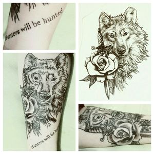 #wolf #rose #hunterswillbehunted #animalover #vegetarian #notgoodenough Artist: manitoo tattooDesign: unknown