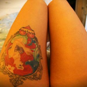 #Ariel / #Little #Mermaid tattoo done in 2016 (19 years old) in Mulhouse, France, Artemiss Tattoo, by female tattoo artist Mylooz. #colorfull #colored #ink #thigh  #thelittlemermaidtattoo #TheLittleMermaid