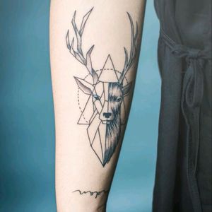 Geometric Stag Tattoo #stag #arms #geometric #triangle #circle