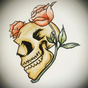 Scented Skull by A.Rey #skull #roses #drawfolio #workinprogress