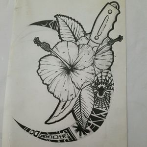 #Draw #tattooartist #VitoDraw #flower #tribal #moon #knife #hibiscus #blackworktattoo