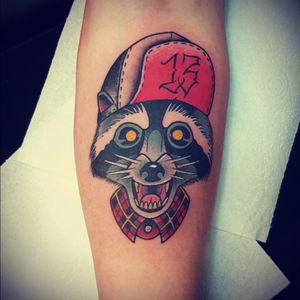 Rad little raccoon tattoo I got a few weeks back love it! 😊👌 #raccoontattoo #raccoon #neotraditional #traditional #color