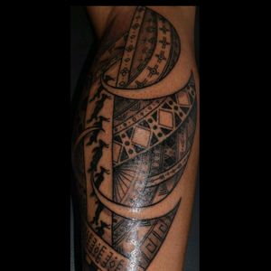 Polynesian style calf piece with African designs