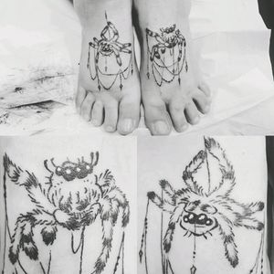 Adorable jumping spiders!#tattooapprentice #tattoodesign #spidertattoo #spider #jumpingspider