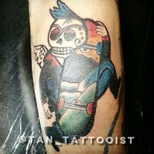 Skull with skate #TanTattooist #TanSaluceste #Tattoo #Tatuagem #Tattoosp #Tattoodo #Skull #skate #skateboard