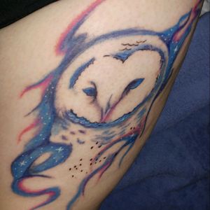 A Harry potter tribute tattoo to hedwig. She's now a patronus