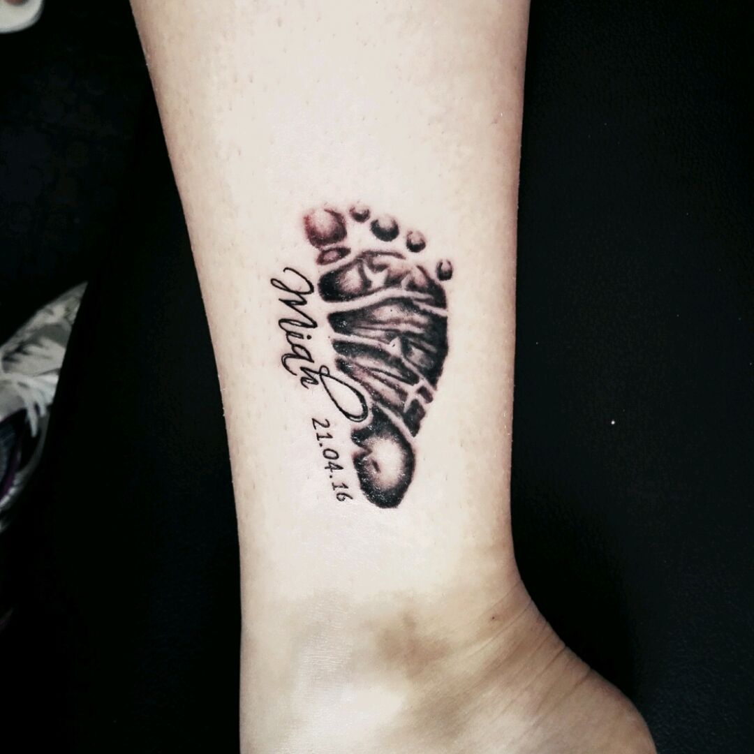 ArtStation  Baby footprint tattoo with birth date