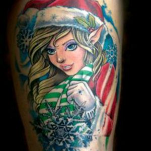 Cute #Christmas elf tattoo by #Sausage done on the #InkMaster #Season5 #Rivals finale