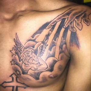 Chest tattoo angel