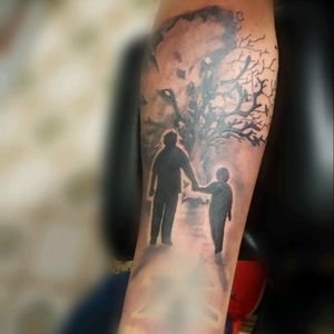 #rafa-Tattoo #blackandgrey #fatherandson #halfsleeve