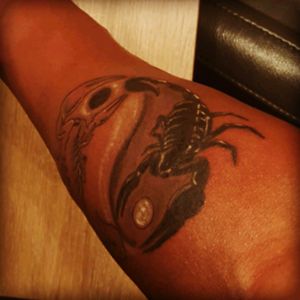 #scorpion #yingyang #skin #brown #ink #firsttattoo