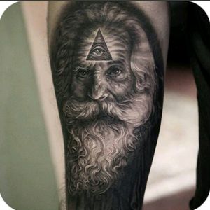 #StefanoAlcantara #Realism #Portrait #Oldman #Pyramid #Eye #Illuminati #BlackAndGrey