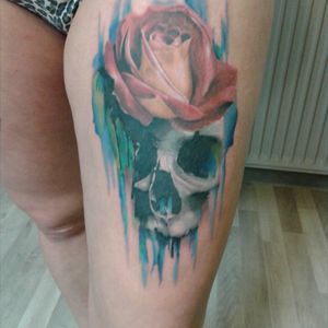 My last work #rose #skull  #watercolor #colour