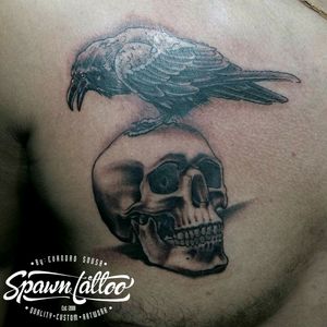By: @evandrospawn #crow #skull  #pretoecinza #theexpendable #spawntattoo #quality #Custom #artwork