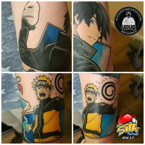 Darker than black and naruto!!!! Love getting down on some animestuff! #naruto #anime #darkerthanblack #worldfamousink #yayofamila #fullcolor #justsilktattoo