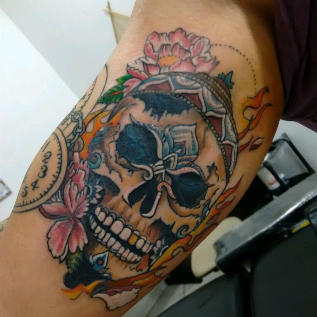 Super fun sugar skull! #sugarskull #sugarskulltattoo #sugarskulls