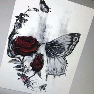 Wow!  This is absolutely stunning. .❤ 😍 ❤  #skull #butterflywing #rose