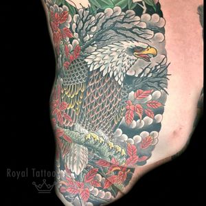 Eagle on ribs by @HenningFor info or bookings pls contact us at art@royaltattoo.com or call us at +45 49202770#royal #royaltattoo #royaltattoodk #royalink #royaltattoodenmark #japanese #eagle #bird #windb#branch #clouds #thegreatdane
