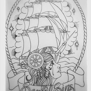 Future tattooI wanted customize:Add color,A chain instead of a rope,The waves need to be more traditional,The name Sea of Sins should be change to California.