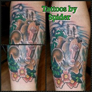 Tattoos by Spider Spidersinktattoos@facebook Spidersinktattoos.com #spider #spidersink #spidersinktattoo #tattoosbyspider #hustlebutter #sublimerotary #electricinkusa #tattoos #beartattoo