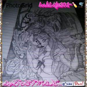 Alice in Wonderland💄🌹 sketch up drawing "tattoo" #ArtistMade~ Inklife101* Pin it!📌✒💯 && share👍👌