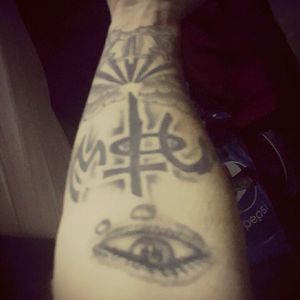 Eye, NOTW symbol, and 3 crosses Tattoo of mine.