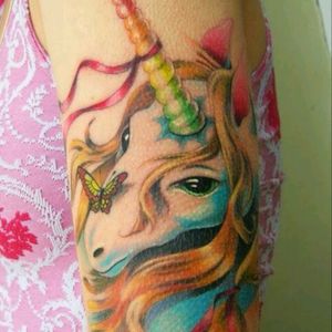 #rainbow #unicorn #unicorntattoo #butterflytattoo  #butterfly #color  #horse