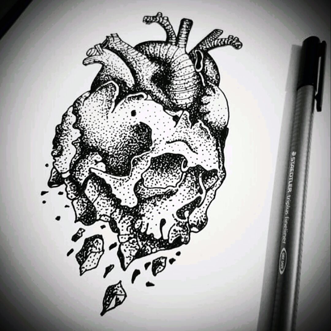 drawing hearts and skulls