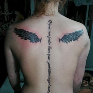 Tattoo uploaded by Jenna • Under my wings its says 