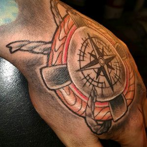 Compass on this hand on point and finally completed his sleeve . I love tattooing !!! #compass #compasstattoo#bishoprotary #blackandgreytattoo #blackandgrey #lettertattoo #lettering #bestfonts #color #colorsketch #art #artist #artwork #artistforlife #goodvibes #stayhumble #colorart #tattoos4life #tattoosareawayoflife #tattoos #tattd4life #tattoo # #fusionink #eternalink #intenzeink #supportgoodtattooing  #tattooartist