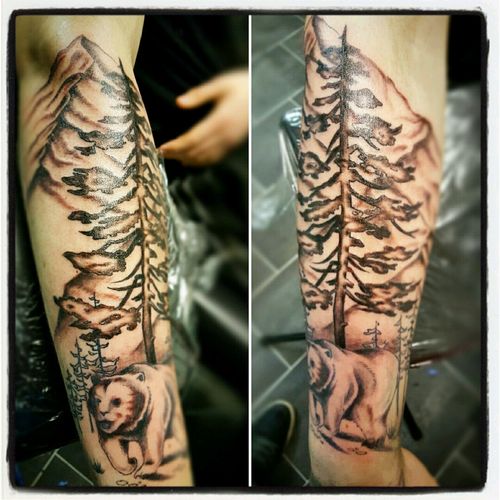 Progress piece. Forest life tattoo
