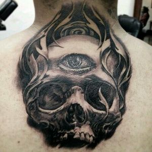 #carlostorres #backpiece #skull #blackandgrey #tattoo