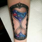 Just had this done today and I'm so happy! Finally got my space tattoo! #hourglass #hourglasstattoo #colourful #coolasfuck #inlove #pretty #newink #painfulpleasures #space #spacetattoo #blue #black #purple #pink #yaaaay