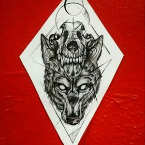my dear wolf 🐺🐺💀💙#tattoo #Tattoodo #design #tattoodesigns #blackworktattoo #blackwork