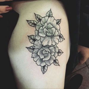 Dotwork Traditional tattoo rose flower